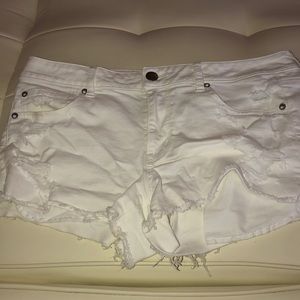 White jean shorts (distressed)